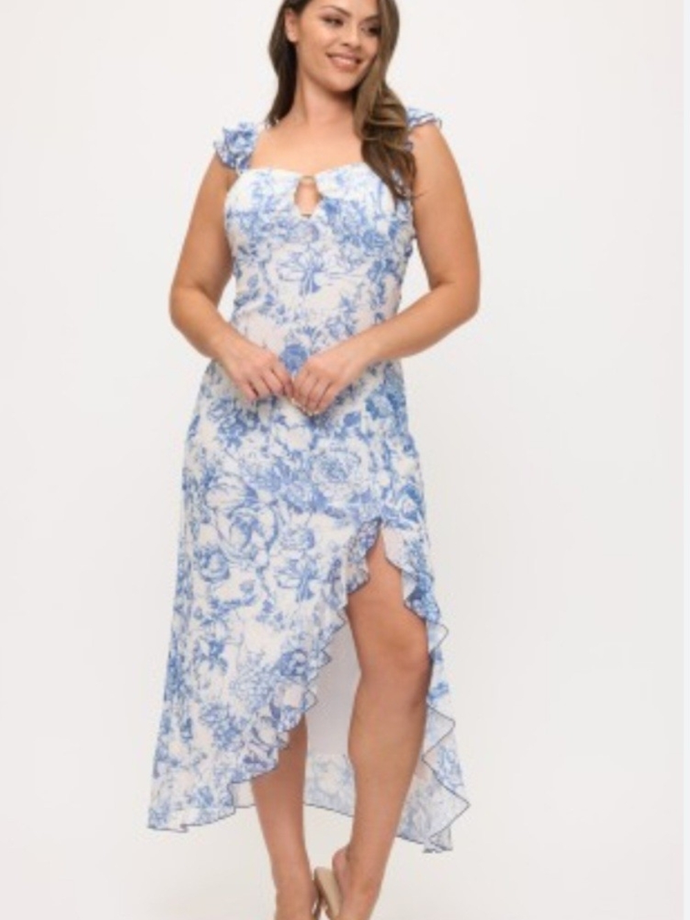 Blue Floral High-Low Sundress